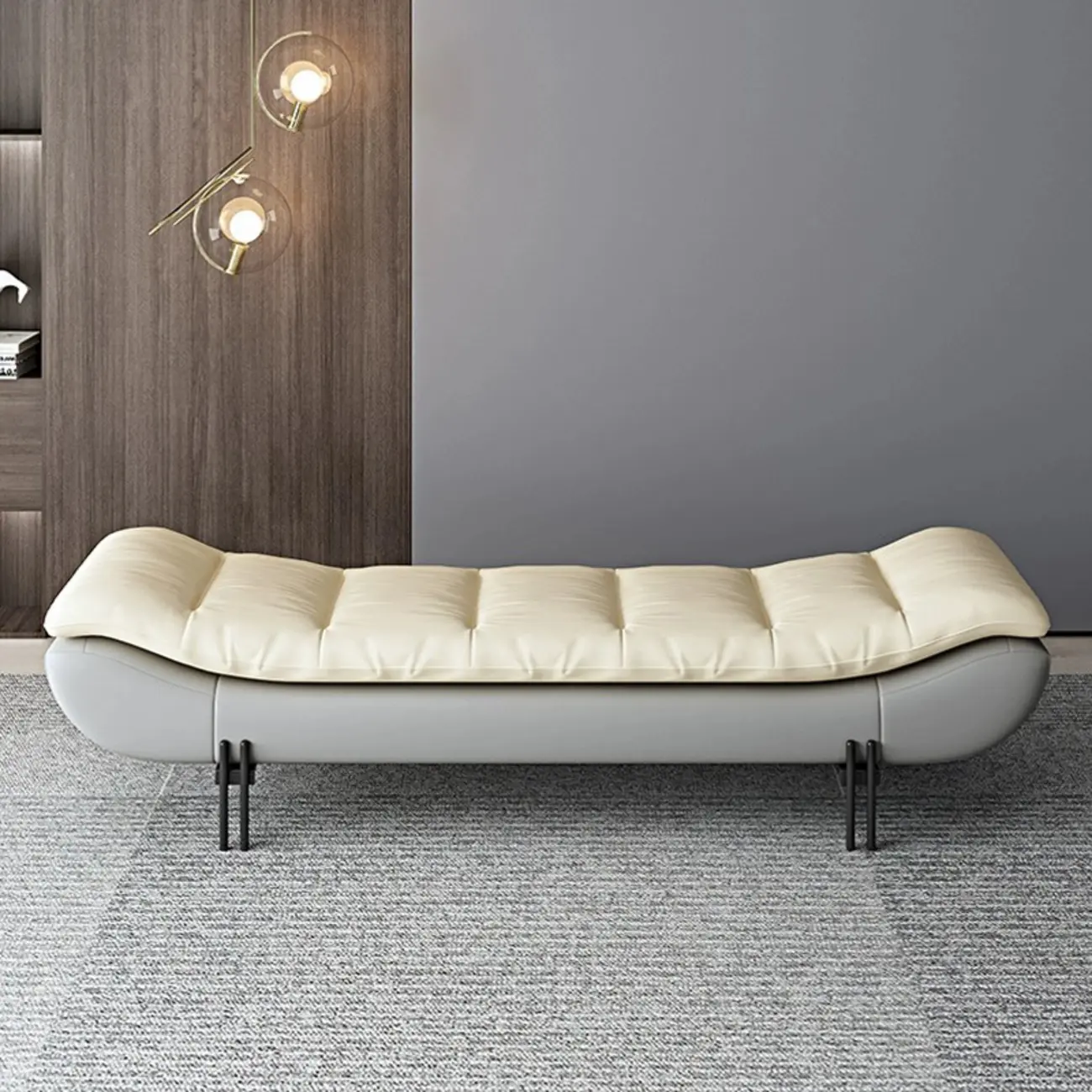 Modern Upholstered Orange Armless Bedroom Benches