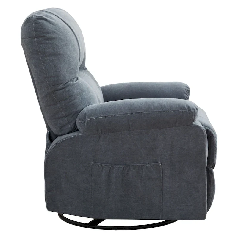 360 Linen Swivel Rocker Recliner with Side Pockets