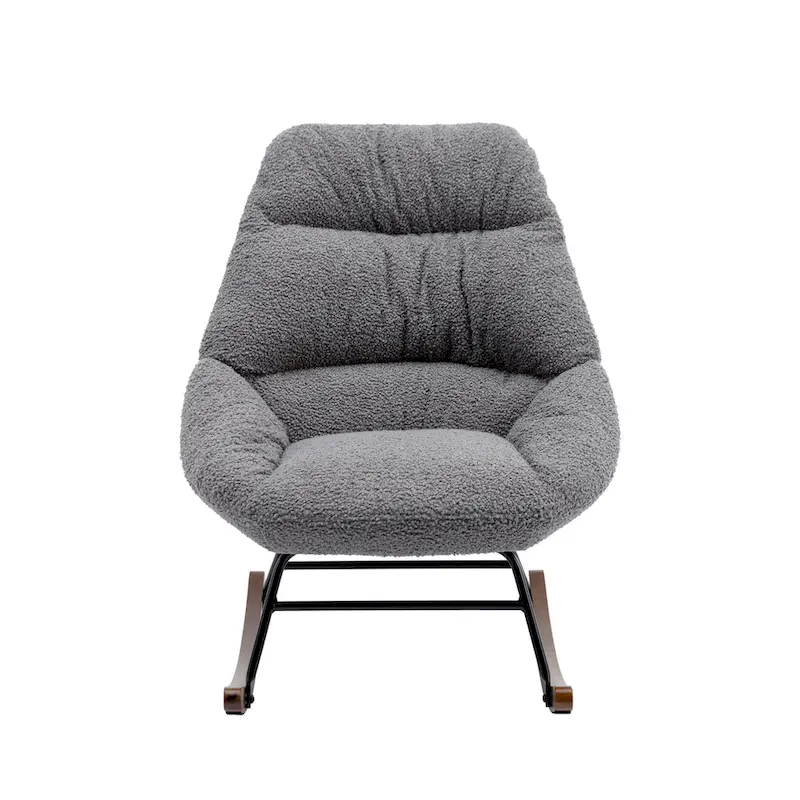 Tufted Upholstered Padded Seat Rocking Chair-Boucle