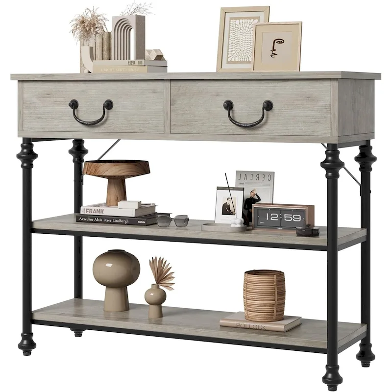 IDEALHOUSE Console Tables with 2 Drawers, Storage Shelves