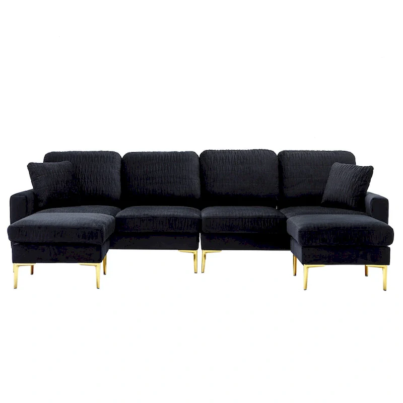 Velvet U-shaped modular detachable sectional sofa