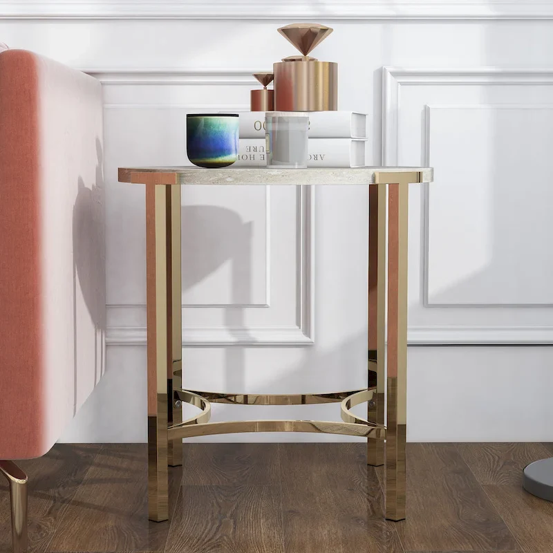Brickelle Glam 24-inch Faux Marble End Table by