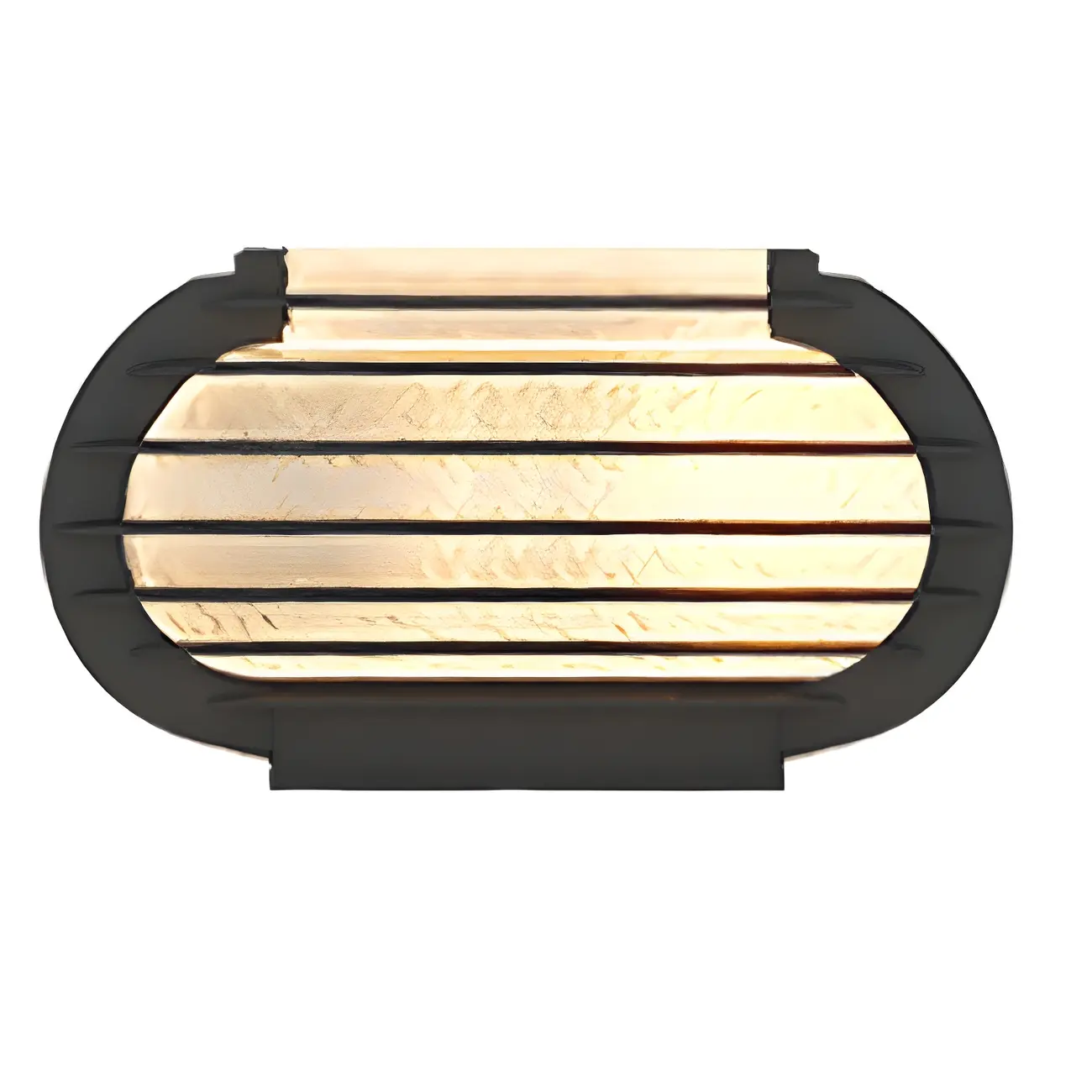 Black Ribbed Metal Warm Light Outdoor Post Lights