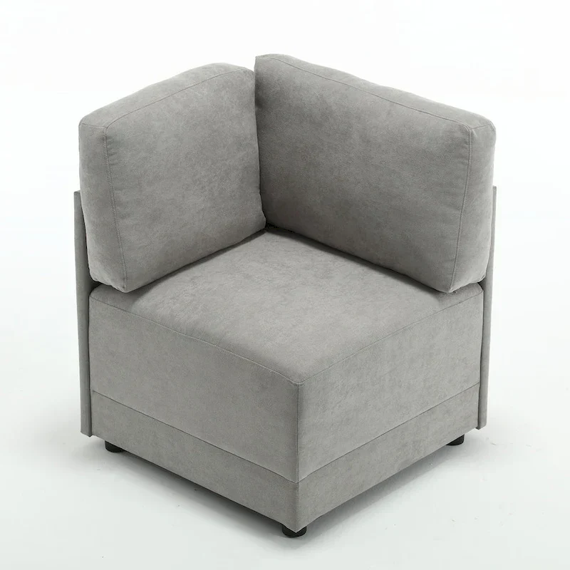 Modern Modular 3 Piece Reversible Sectional Linen Sofa Couch Optional in Free Combination