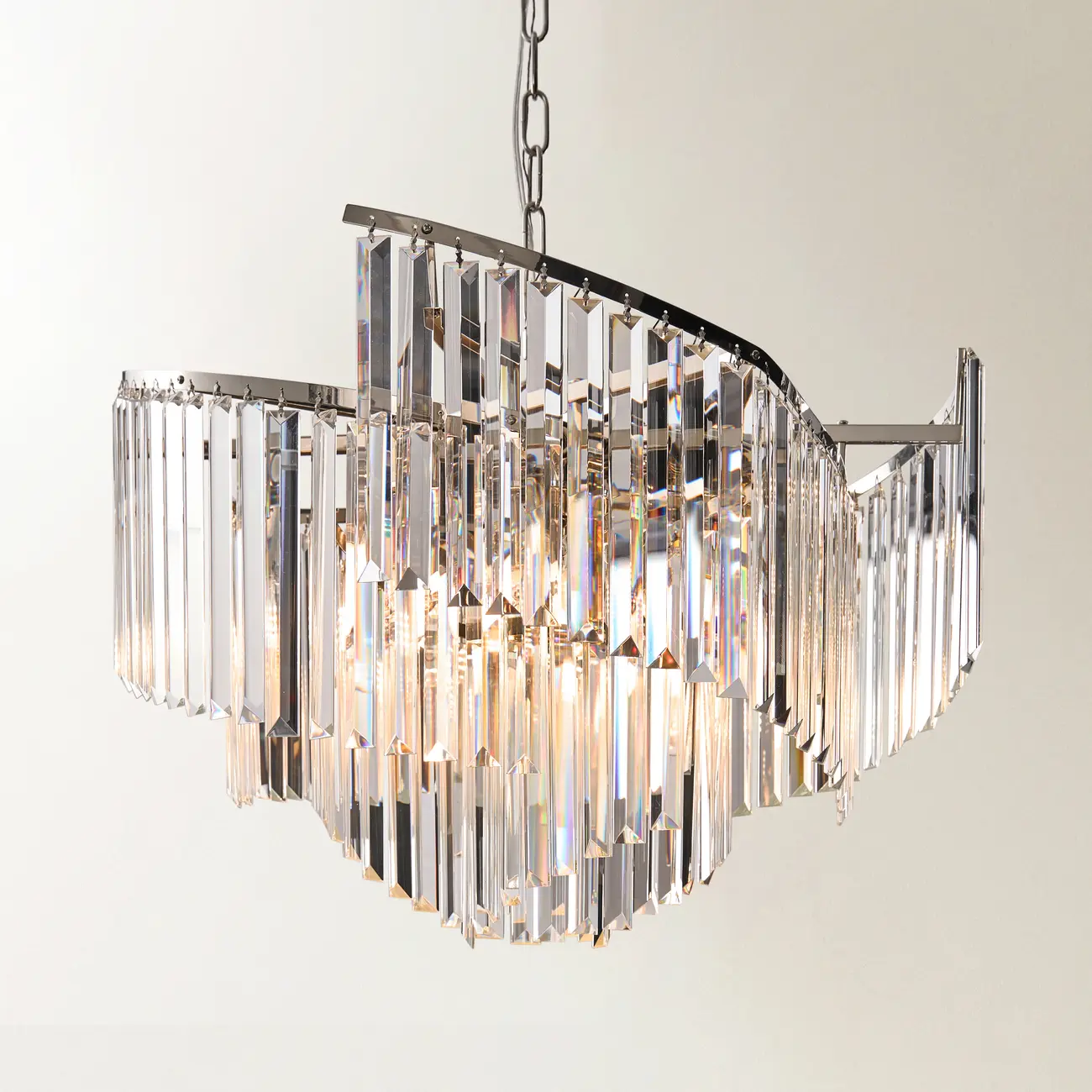 Modern Luxury Spiral-Shaped Clear Crystal Chandelier