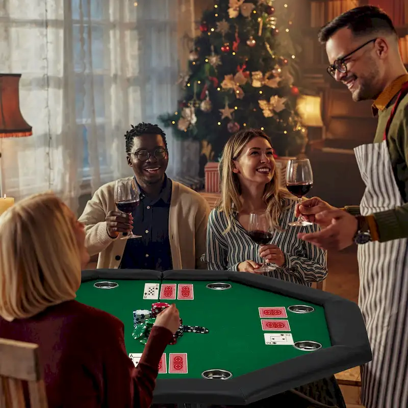 AVAWING 8 Players Game Poker Table Casino Leisure