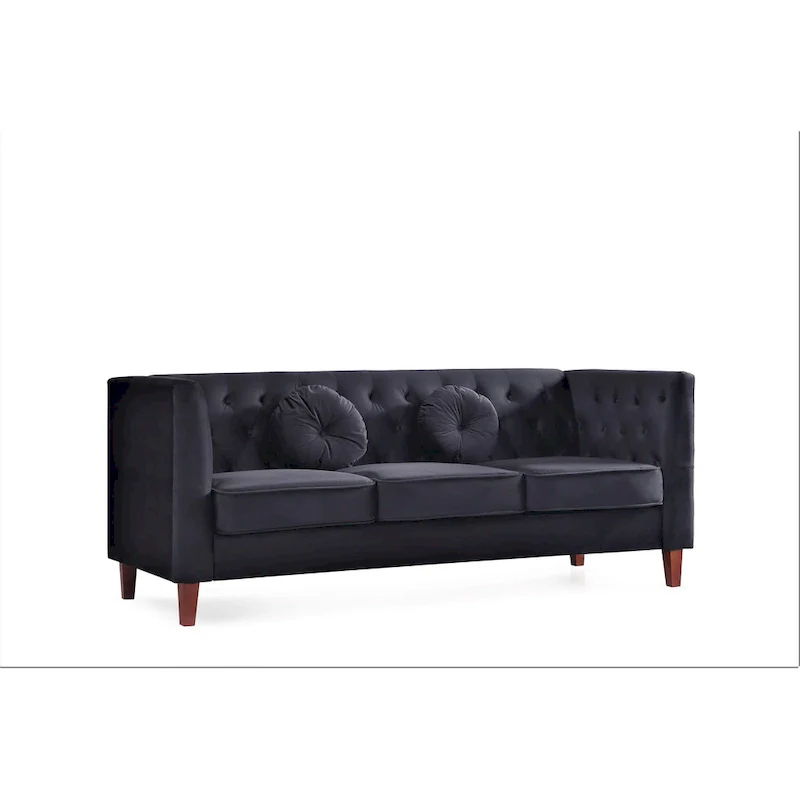 US PRIDE FURNITURE Velvet Classic Chesterfield Sofa with Wood legs
