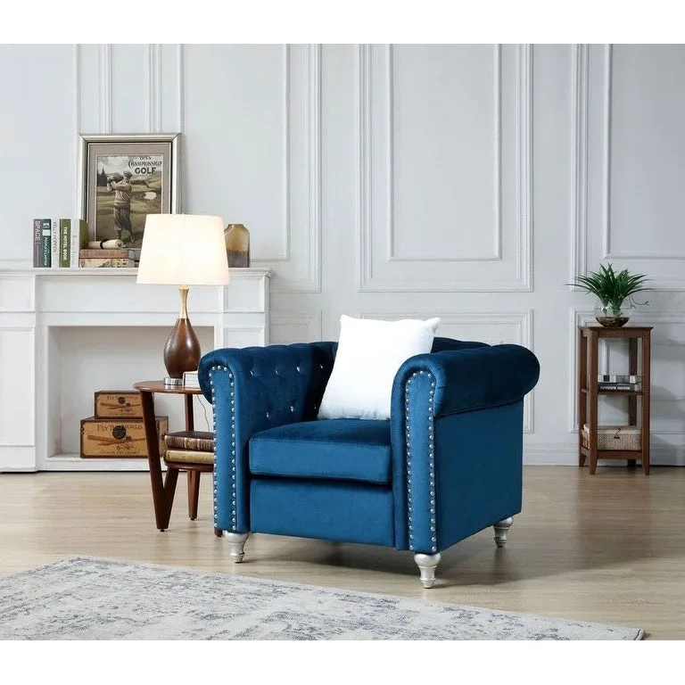 Raisa Velvet Crystal Accent Chair