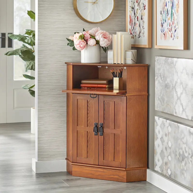 Wood Corner Cabinet - 34h x 24w x 18l