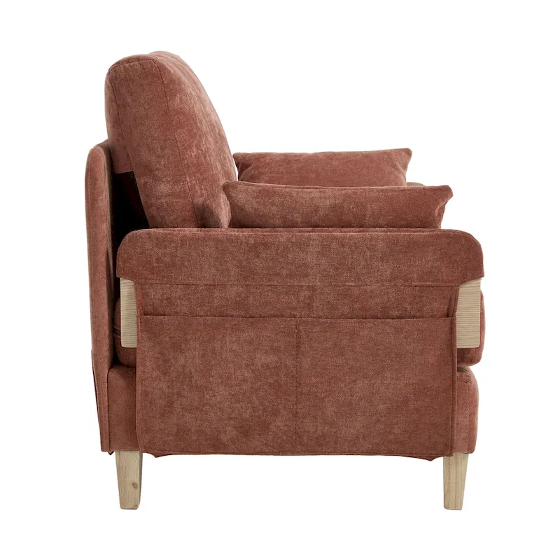 Chenille Upholstered 3-in-1 Convertible Sleeper Foldable Sofa Bed Recliner Chair with 3 Pillows