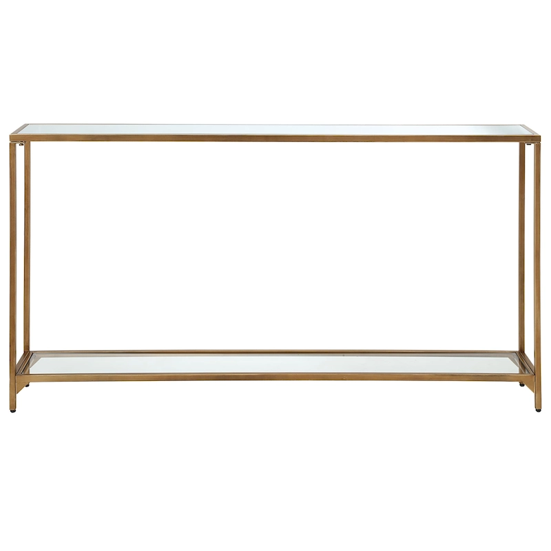 Copper Grove Metal and Tempered Glass Narrow Console Table