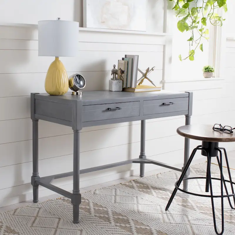 SAFAVIEH Zennure White Washed Grey Writing Desk