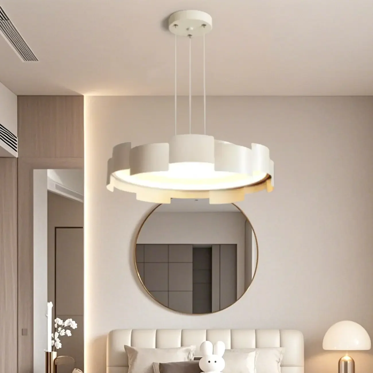 Modern Adjustable White Round LED Chandelier