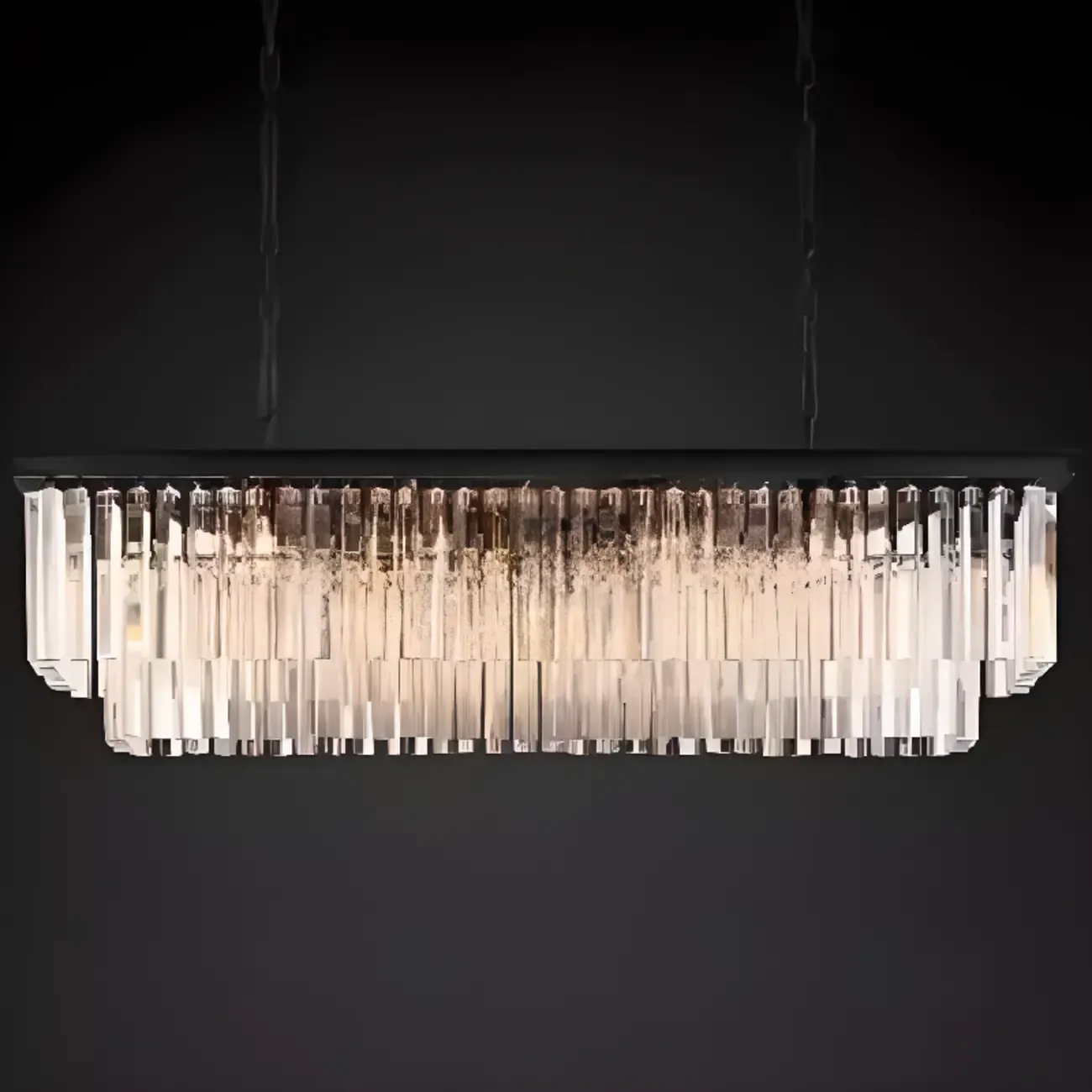 Modern Island Light 2 Tier Transparent Glass in Linear Shape