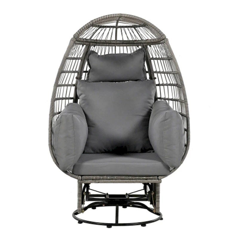 Rattan Egg Patio Swivel Chair with Cushions and Rocking Function