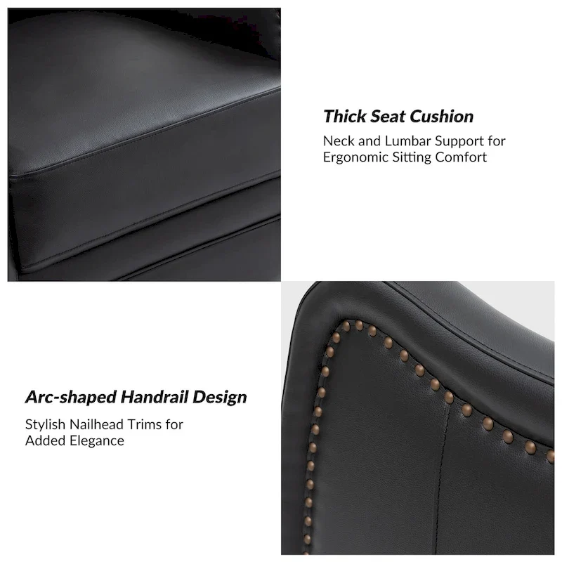 FrancoModern Genuine Leather Swivel Rocker Recliner with Nailhead Trims by HULALA HOME