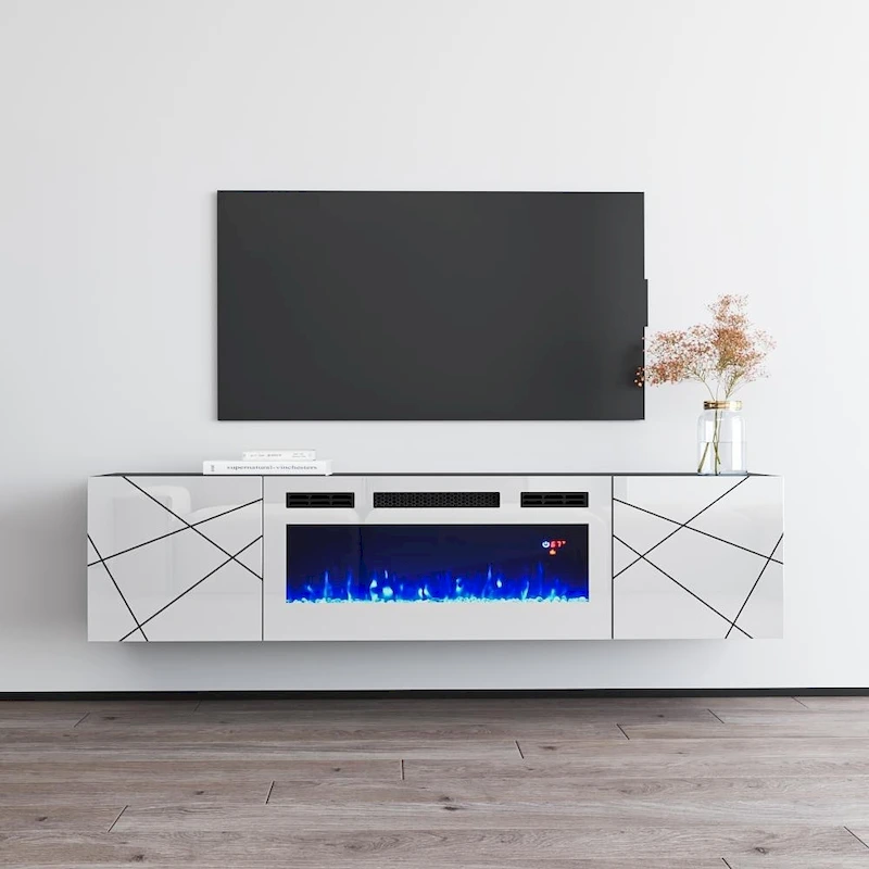 London WH-EF Electric Fireplace 63 TV Stand