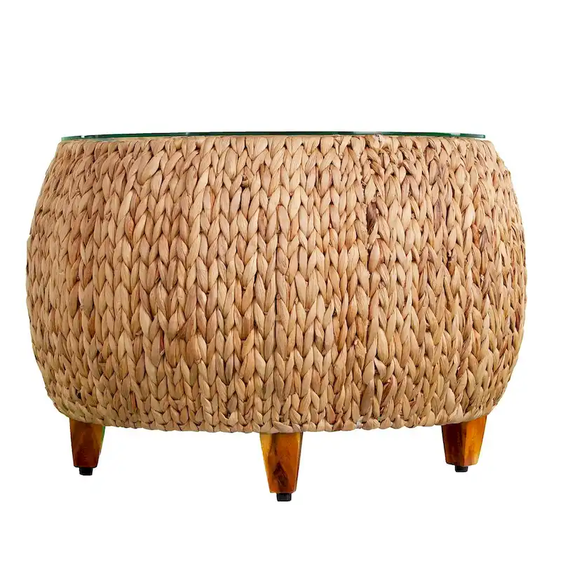 Round Water Hyacinth Coffee Table