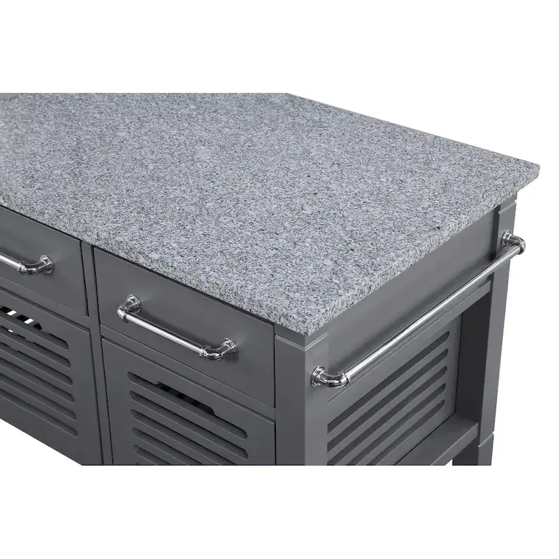 Kitchen Cart with Granite Top and Storage Drawers