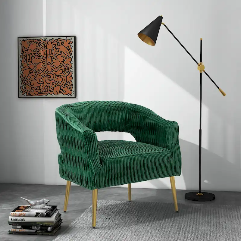 Contemporary Upholstered Ruffle Accent Chair