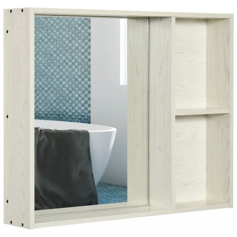 31.5 x 25.5 Bathroom Medicine Cabinet with Mirror, Storage Shelf,White