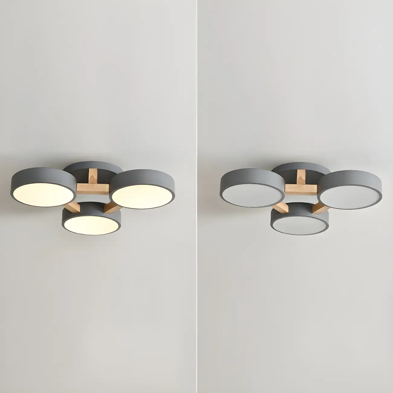 Green Drum Shade Semi Flush Ceiling Light 3-Gear Dimming