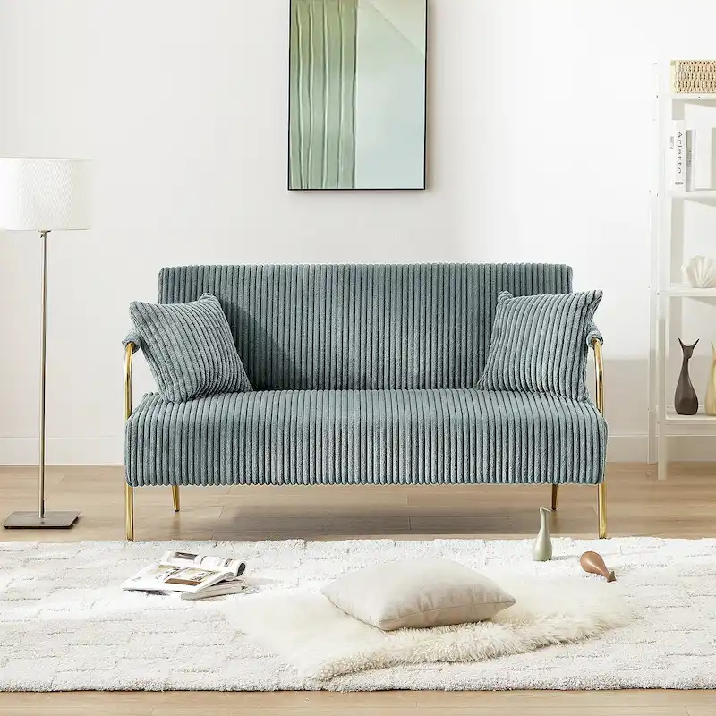 Ouyessir Upholstered Loveseat, Tufted Back Couch, Accent Armchair with 2 Pillows