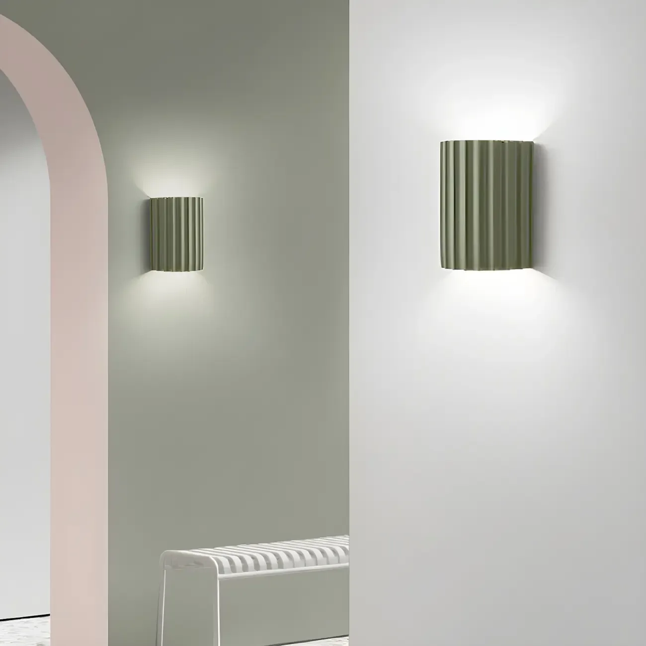 Modern Ribbed Half Cylinder Up Down Wall Sconce