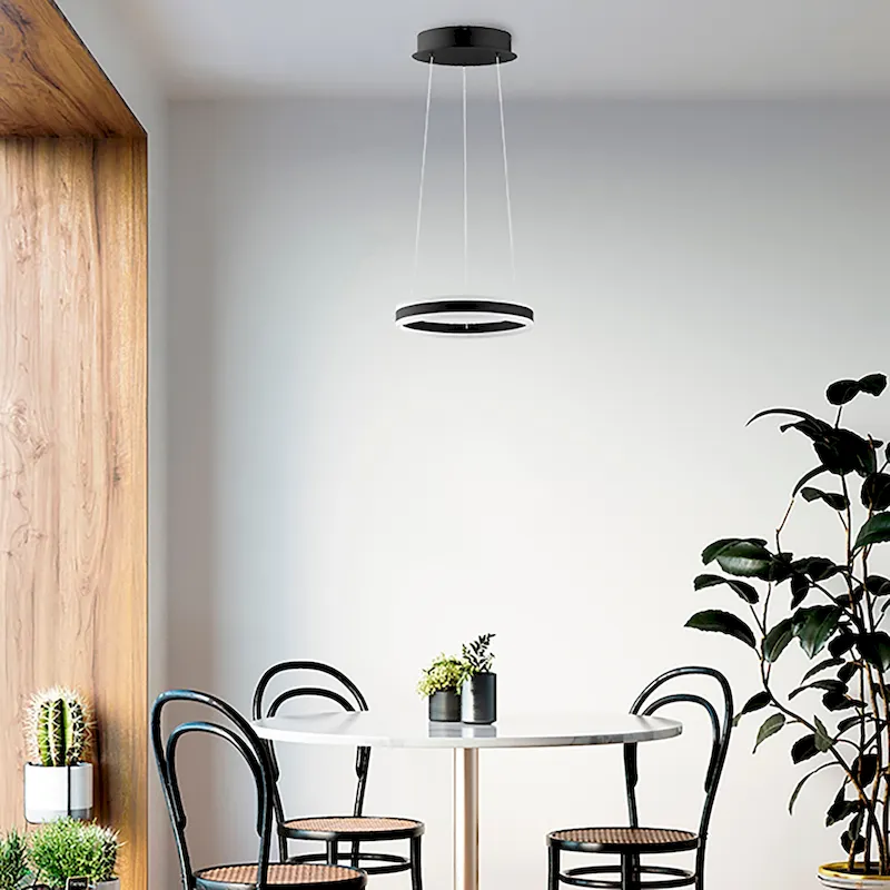 Eglo Tonarella 2-light Black and White Acrylic LED Single Pendant