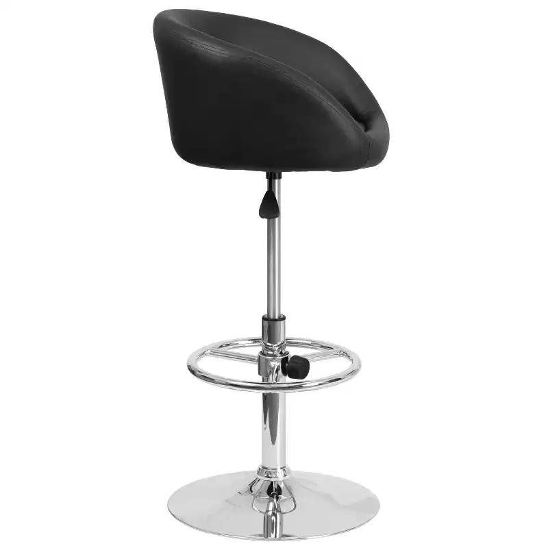Merrick Lane Bucket Seat Bar and Dining Stool Modern Stool with 360 Swivel, Adjustable Height and Metal Footrest