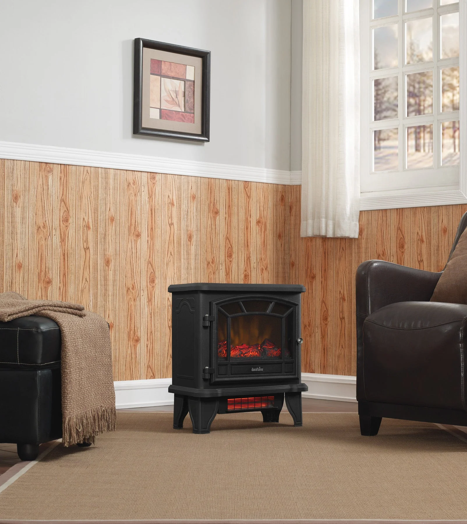 duraflame? Electric Fireplace Stove Heater with Temperature Dial