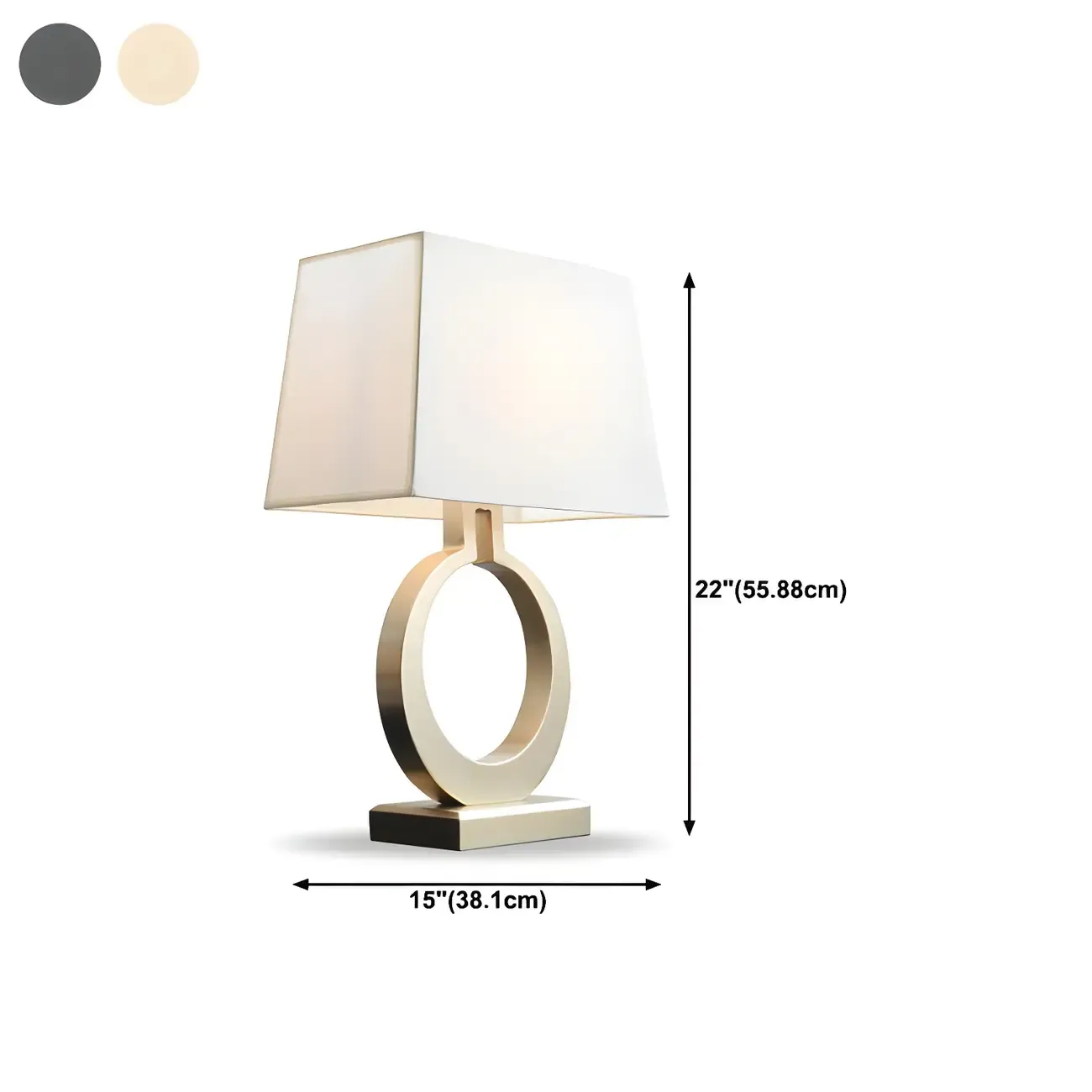 Gold Ring LED Table Lamp Square Base & Rectangle Shade