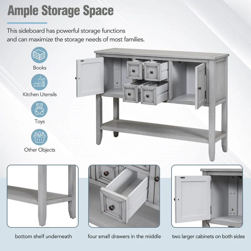 Buffet Sideboard Console Table with Bottom Shelf