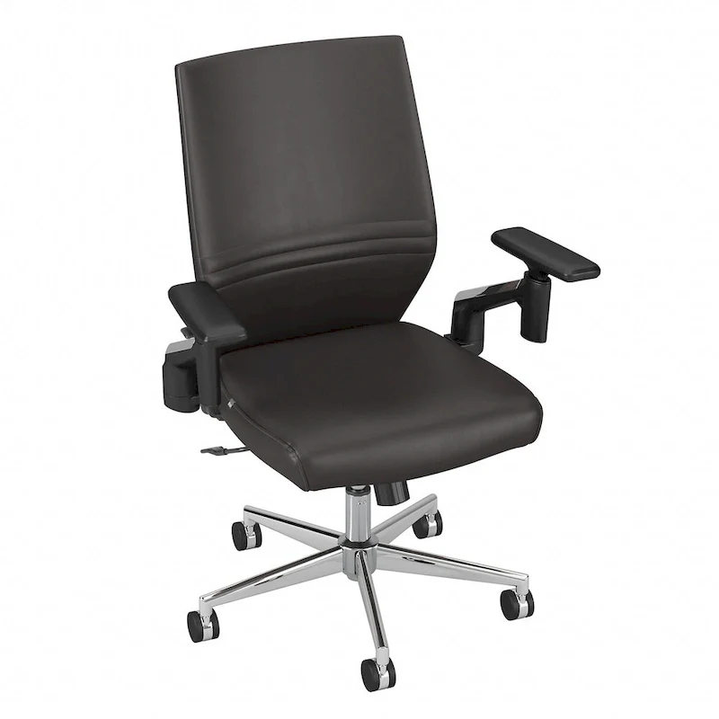 Mid Back Bonded Leather Office Chair with Adjustable Height and Armrests