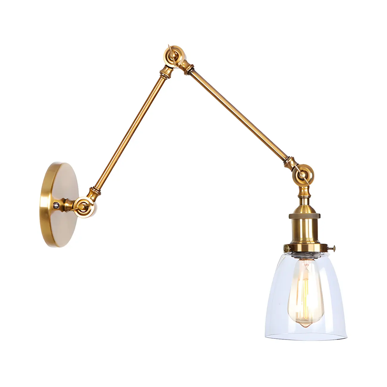 Glass Tapered Shade Industrial Swing Arm Wall Light