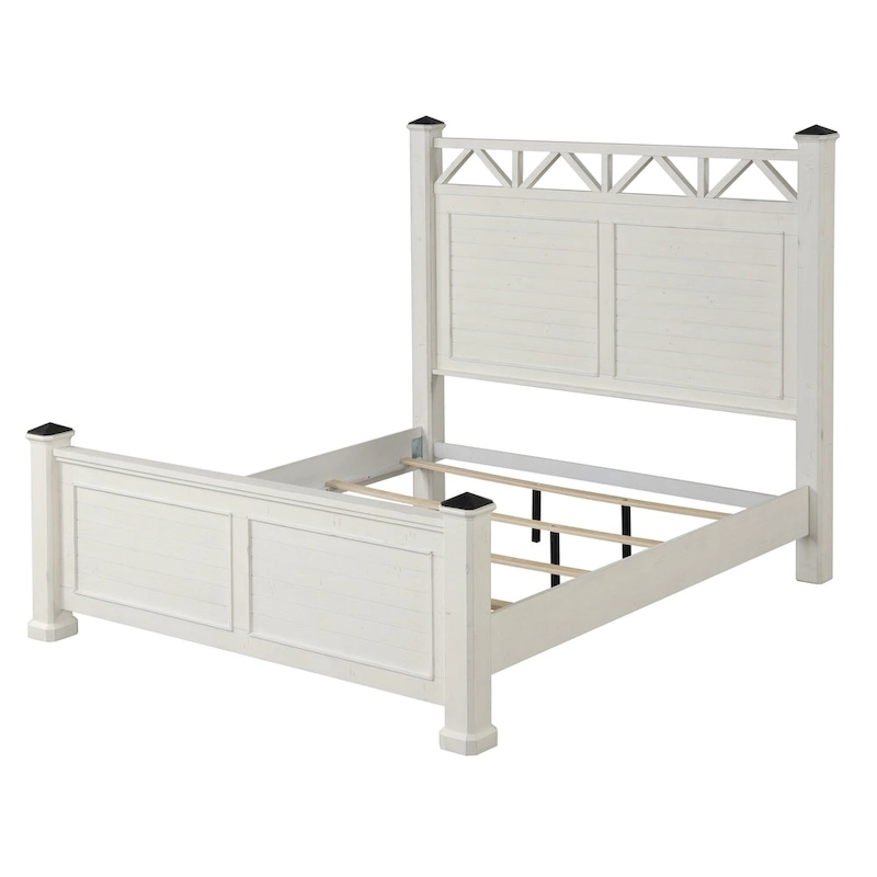 Roundhill Furniture Laria Antique White Finish Wood Panel Bed
