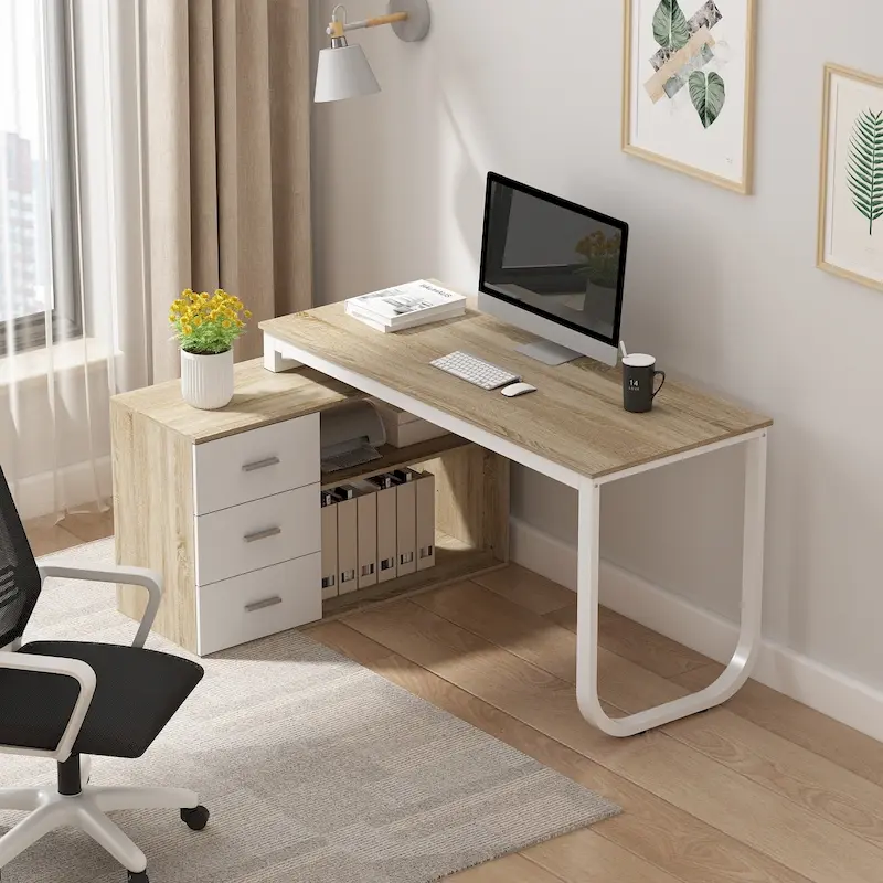 55 L Shaped Desk Writing Computer Desk Storage Workstation 5 Colors
