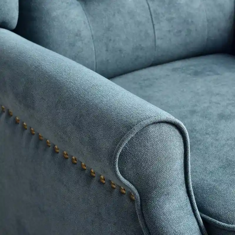 Push Back Recliner with Tufted Back and Wooden Legs