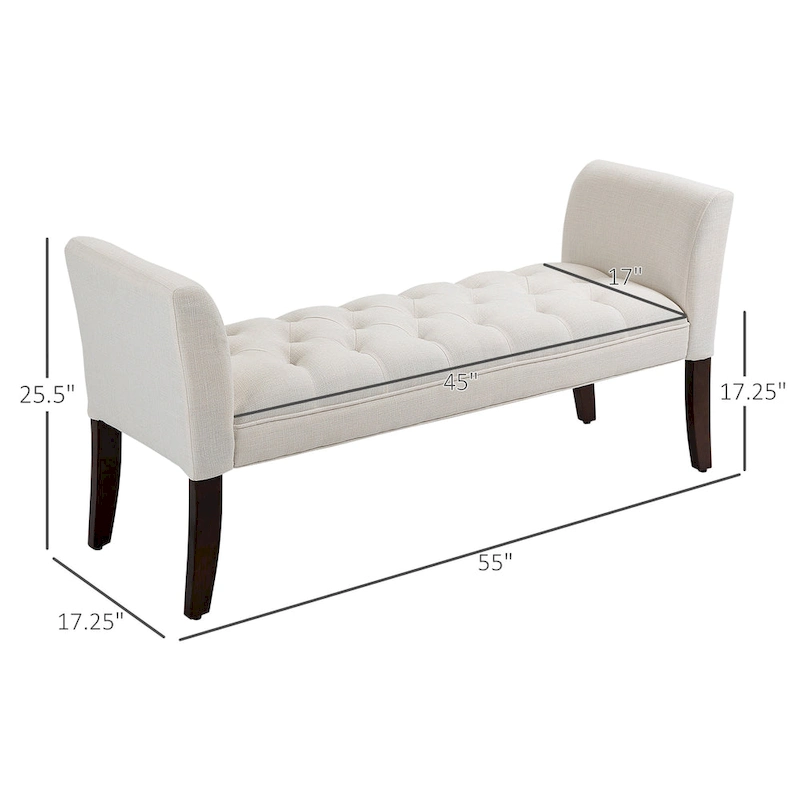 HOMCOM End of Bed Bench with Button Tufted Design, Upholstered Bench
