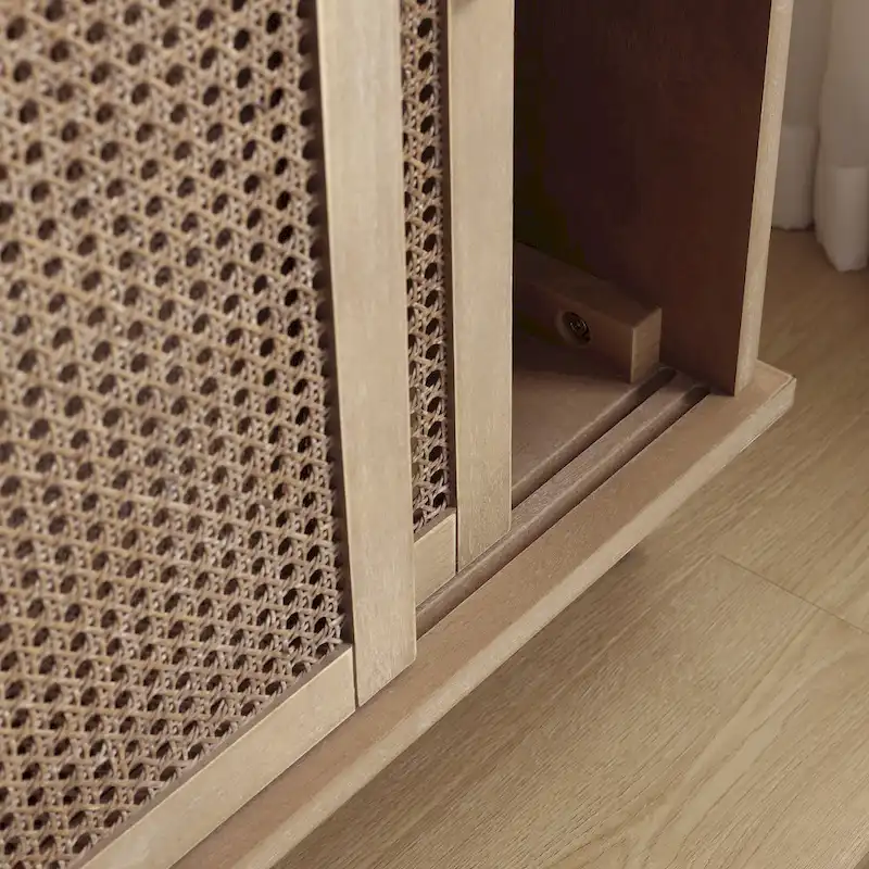 Art Leon Woven Rattan Wicker Accent Cabinet