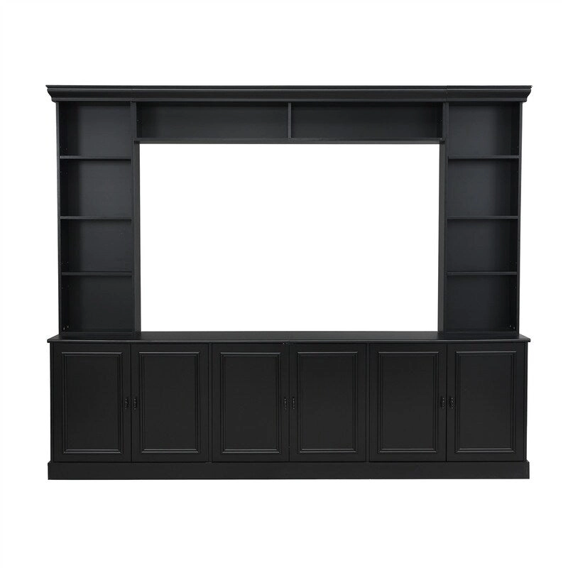 4-Piece Wall Unit Entertainment Center Set with Bookshelf , Versatile TV Stand with Adjustable Shelf, Media Console with Bridge