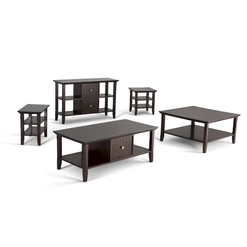 Square End Table with Open Shelves - 19 Inch Wide