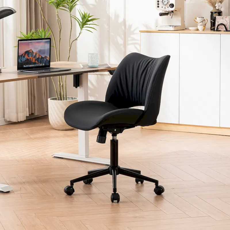 Swivel Armless Ergonomic Office Chair with Wheels