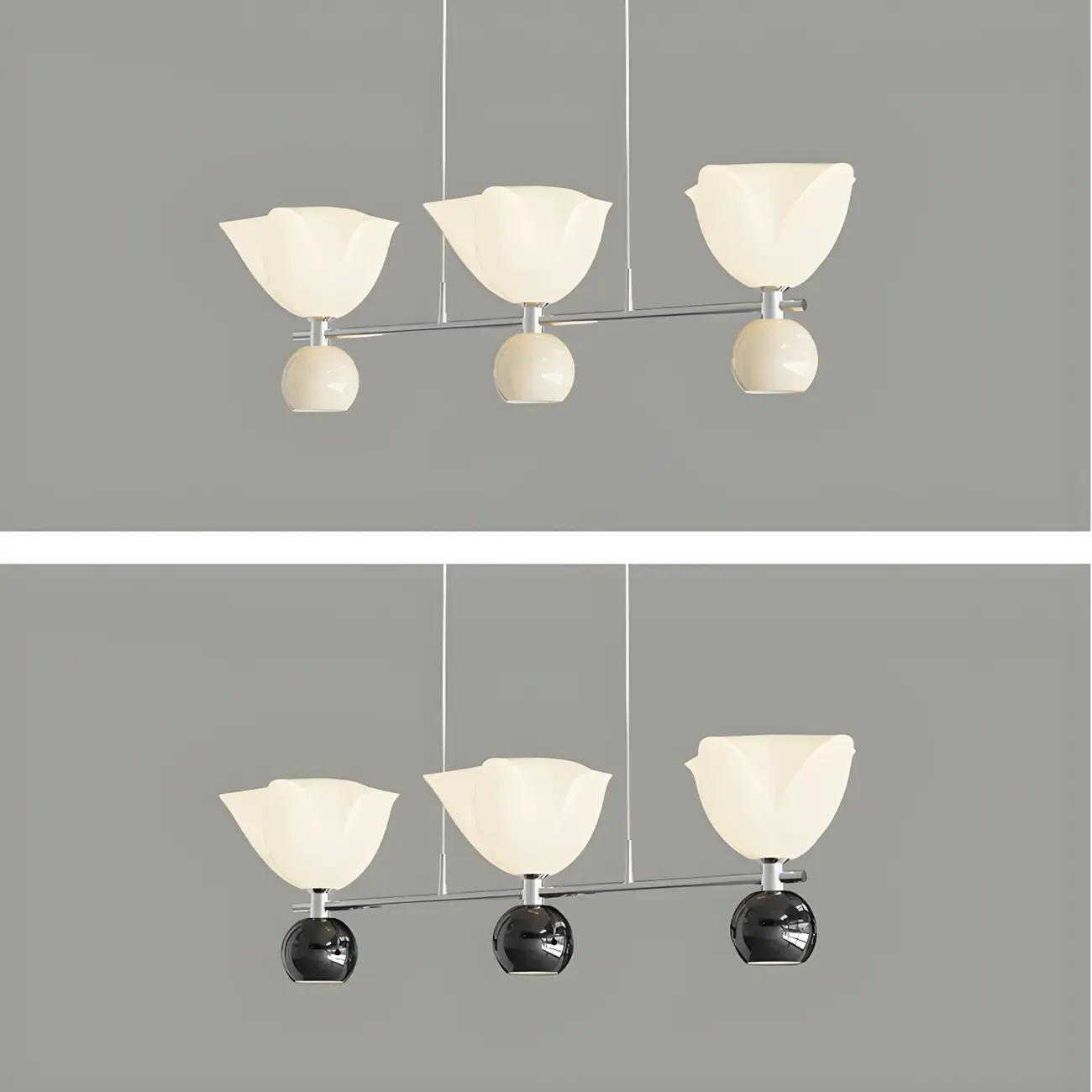 3-Light Modern Chrome Plastic Island Pendant Light