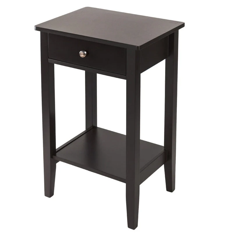 Brown 2-tier 1-drawer End Table