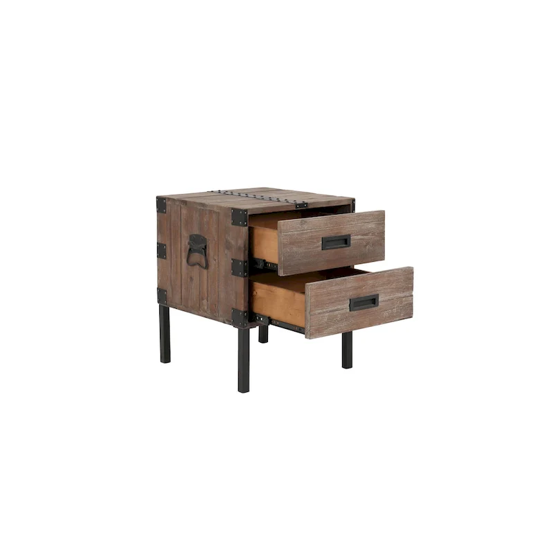 Antique Reclaimed Wood Gray Trunk and Side Table, Set of 3