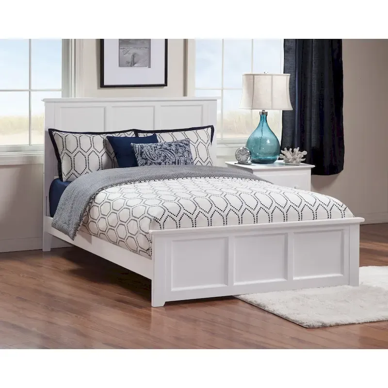 Madison Full Foundation Bed with Matching Footboard in White
