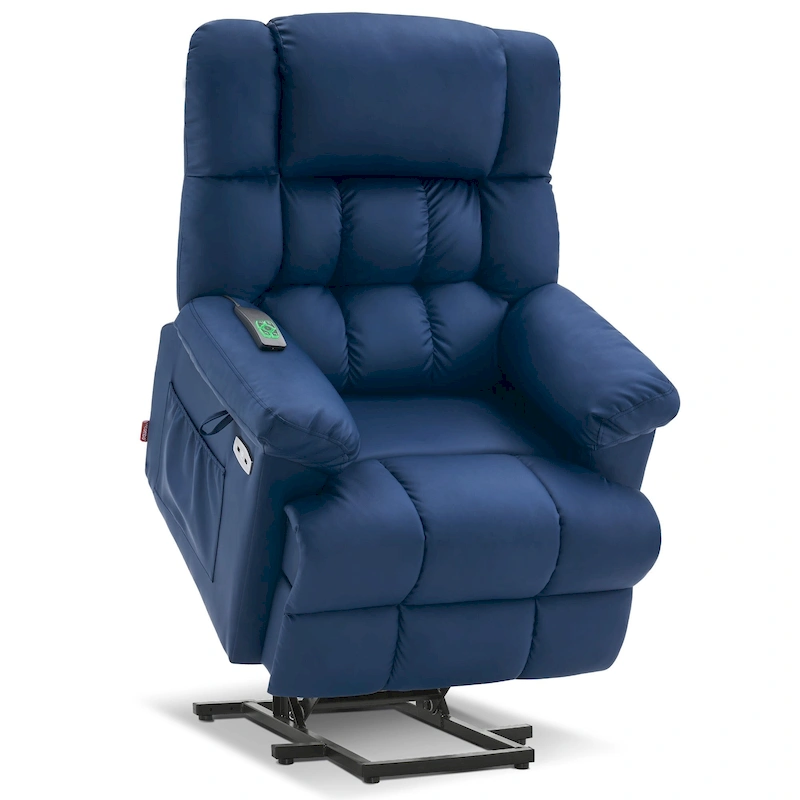 MCombo Power Lift Recliner Chair with Massage, Heat, Adjustable Headrest, Extended Footrest-(PU/Fabric)
