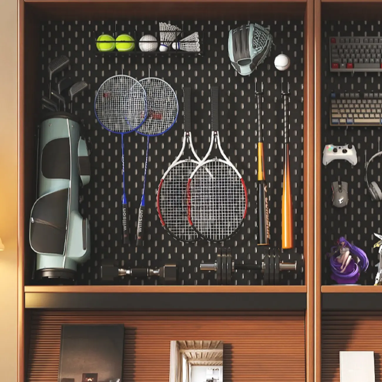 Tall Scandinavian Vertical Walnut Closed Back Wood Bookcase