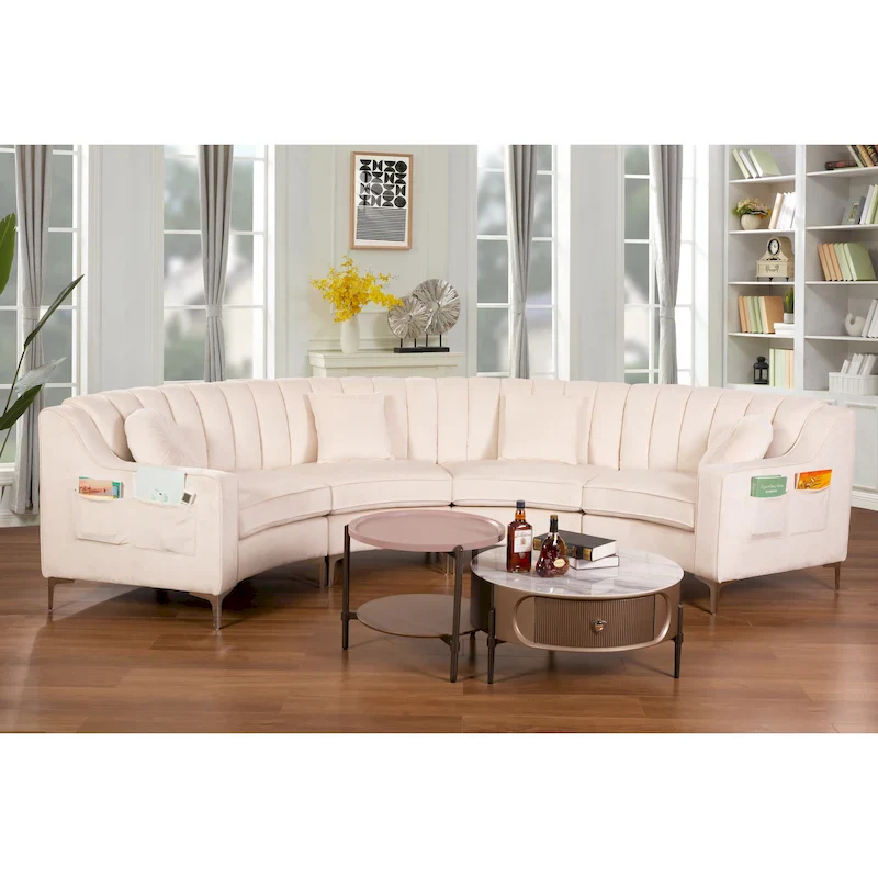 Velvet Symmetrical Modular U Shaped Curved Corner Sectional Sofas - 141 Wide